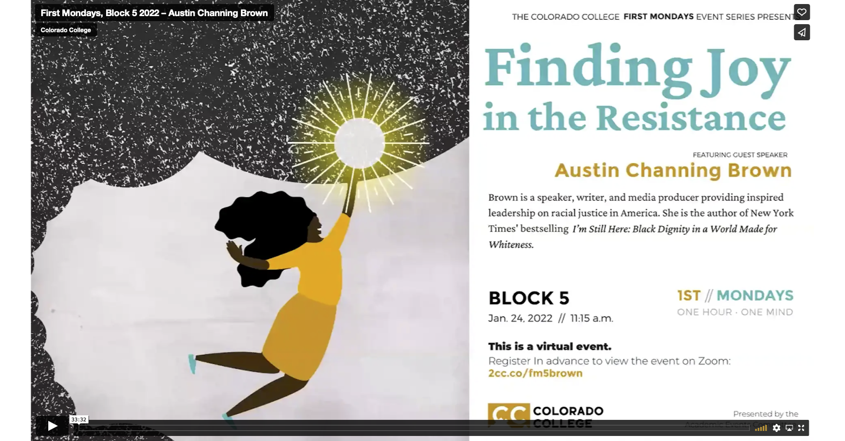 First Mondays, Block 5 2022 Austin Channing Brown from Colorado College on Vimeo